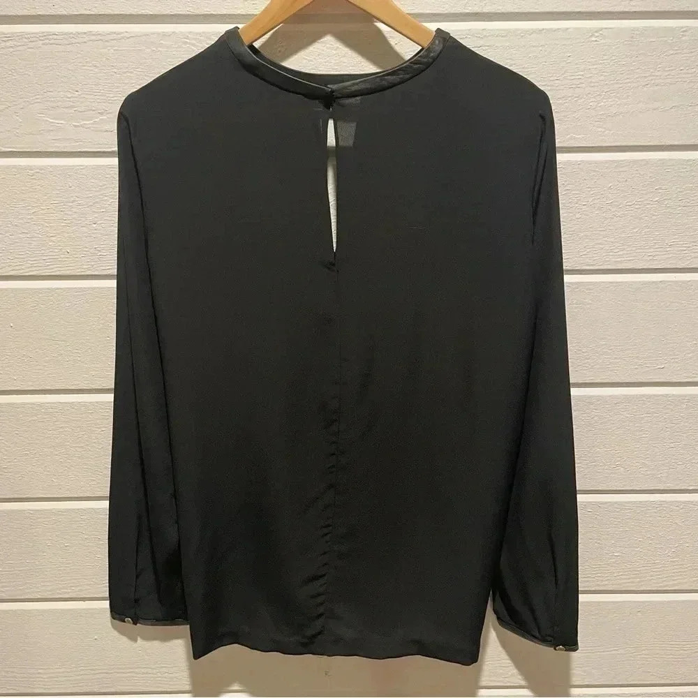 NWT Club Monaco Roanna Leather Trim Silk Blouse
Black SP / fits medium - Picture 3 of 8